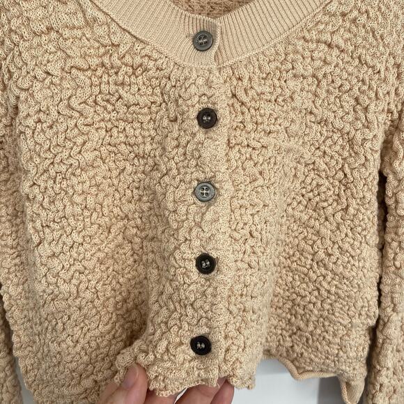 Free People Cardigan Large Top Rosehip Cropped Long Sleeve Rosewater Textured - Picture 5 of 9